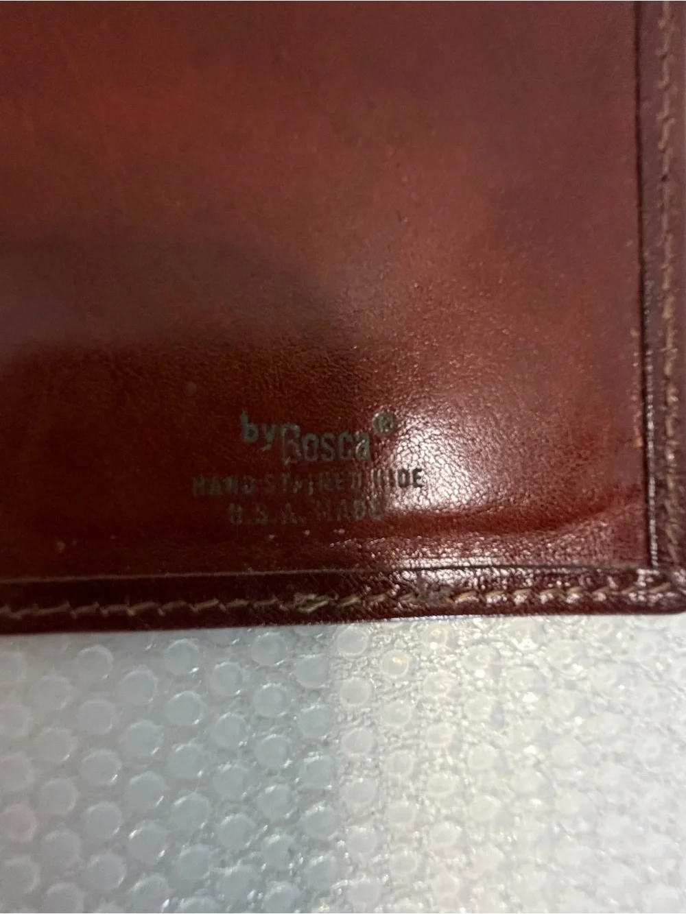 Bosca Brown Leather Money Clip Wallet with Black Trim